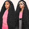 Tkekrw Deep Wave Lace Front Wigs Human Hair Pre Plucked 200 Density 13x6 HD Transparent Lace Frontal Wigs for Black Women Deep Curly Human Hair Lace Front Wigs With Baby Hair 18 Inch