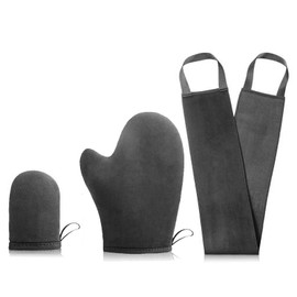 3-in-1-Selbstbräuner-Handschuh-Set, wiederverwendbarer Bräunungsapplikator mit Rückenapplikator und Gesichtshandschuh, streifenfreier Handschuh für künstliche Bräune zu Hause