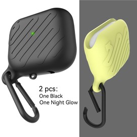 H Huaberich Waterproof Case for Airpods 3rd Generation (Black and Night Glow)