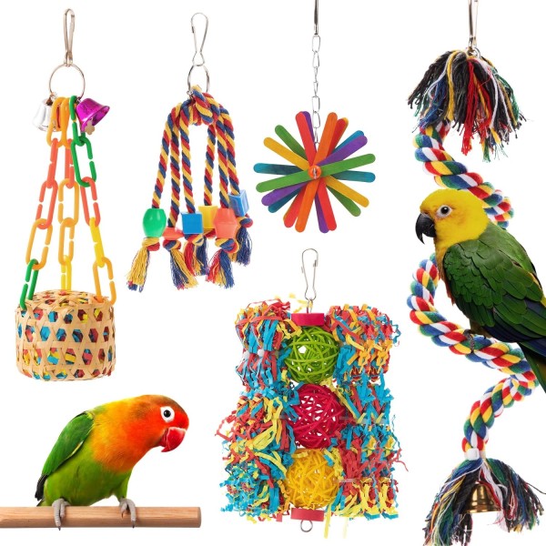 Afuower Bird Toys Parakeet Toy Parrot Chewing Shredding Foraging Toys
