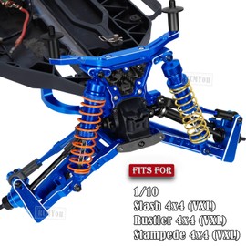 RCMYou Alloy Front Rear Suspension Arm Upgrades Part for 1/10 Slash 4x4 VXL/Rustler 4x4 VXL/Stampede 4x4 VXL/Hoss 4x4 VXL 4wd,4pcs A Arms Hops Up,Navy Blue (More Durable Arm)