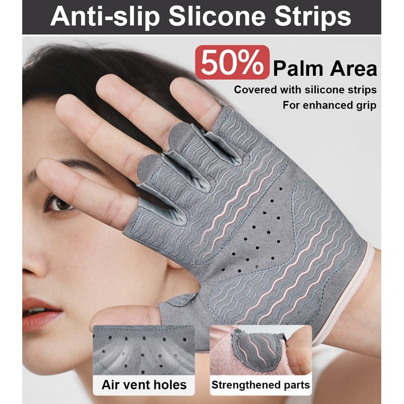 Gym Gloves Workout Gloves Women, Anti-Slip Breathable Gym Essentials Women