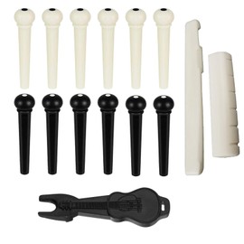 Viemior 12pcs Acoustic Guitar Bridge Pins, Guitar String Pins Pegs With Bridge Pin Puller Remover and Guitar Bridge Saddle Nut, Acoustic Guitar Replacement Parts and Accessories