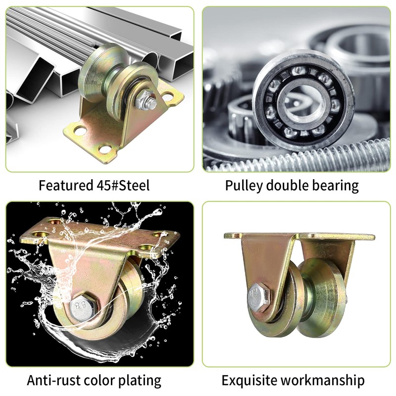 Pack of 4 Pulleys for Ropes, V-Groove Roller Wheel, Pulley,