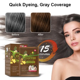 Yiciani 10 PCS Coffee Hair Dye Color Shampoo, Coffee Natural Ingredients Hair Dye for Men Women Simple to Use