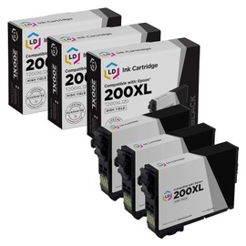 LD Products Remanufactured Replacements for Epson 200XL Ink Cartridges 200XL 200 XL T200XL120 High Yield for use in XP-200, XP-300, XP-310, XP-400, XP-410, WF-2520, WF-2530, WF-2540 (Black, 3-Pack)
