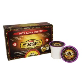 Hula Girl 100% Kona Coffee, Single Serve for Keurig K-Cup Brewers, Medium Roast, Works in the New K2