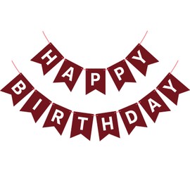 Waenerec Burgundy Birthday Banner Sign Happy Birthday Bunting Banner Garland for Kids Girl Woman Birthday Tea Party Decorations Bunting Flag Birthday Party Supplies