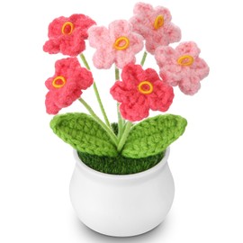 Vbepos Crochet Flowers Artificial Knitted Forever Flowers Bouquet, Inspirational Gifts for Women Mom Teacher Sister Friends Birthday, Christmas, Valentines Day Gifts for Her, Pink