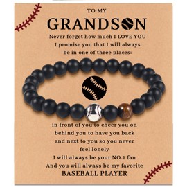Baseball Basketball Soccer Bracelet Gifts for Son/Grandson/Coach, Bracelet Gifts for Teen Boys, Birthday Graduation Gifts for Son Grandson Coach (Baseball, Gifts for Grandson)