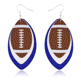 Football Earrings for Women Faux Leather Smooth Multilayer Teardrop-Shaped Hook Dangling Earrings for Teen Girls Piercing Fashion Indie Cool Set Jewelry