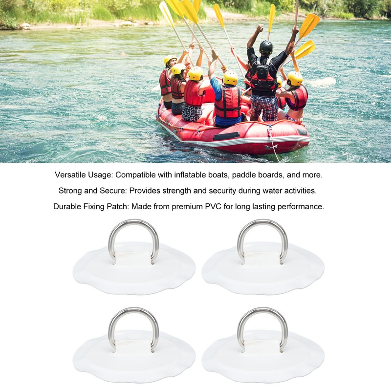 4PCS D Ring Patch PVC Round Shape Strong Stainless Steel
