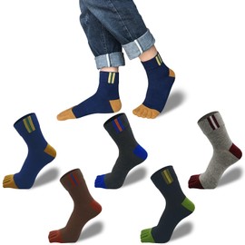 XKAOPUTE Five-Toe Socks Men's Cotton Short Socks Sports Running Sweat Absorbent Quick Drying 5-Toe Socks Foot Cover Ankle Length Crew Length 5 Pairs 5 Colors Set 25~28.0cm, 25.0–28.0 cm