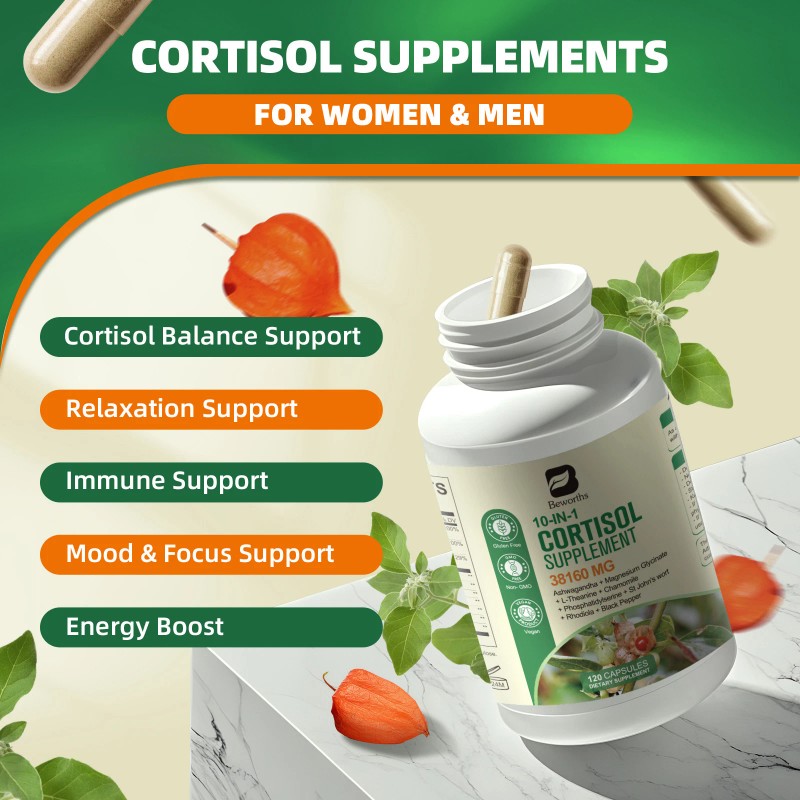 Beworths Super Cortisol Supplement Magnesium Ashwagandha L-theanine,Rel