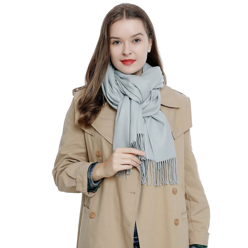 DonDon Women's Scarf, Plain, Soft, 185 x 65 cm, lightgrey,