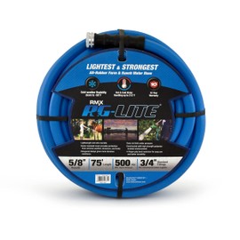 AG-LITE BSAL5875 5/8" x 75'' Hot/Cold Water Rubber Garden Hose, 100% Rubber, Ultra-Light, Super Strong, 500 PSI, 50F to 190F Degrees, High Strength Polyester Braided