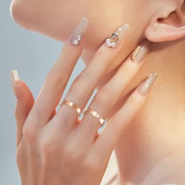 CHUQIU 3PCS Love Friendship Ring Gold Ring Sets for Women, Stainless Steel Wedding Statement Thumb Ring, 18K Gold Silver Rose Plated Cubic Zirconia Rings Jewelry Gifts for Her