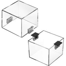 Kathfly 2 Pcs Square Magnetic Push Button Switch Protective Cover with Adhesive Dustproof Waterproof Clear Magnets Switch Cover Guard for Power Emergency Stop Button, 54 x 54 x 42 mm