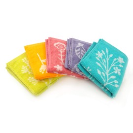 Kosugizen Jacquard Face Towels, Fiore, 13.4 x 31.5 inches (34 x 80 cm), 5 Different Patterns, Set of 5 Towels