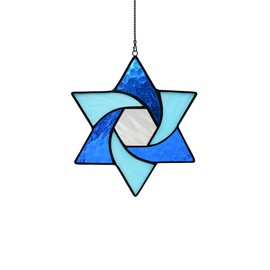 BOXCASA Star of David Decoration Stained Glass Suncatcher,Jewish Star Decor Stained Glass Window Hanging Hanukkah Ornaments,Sun Catchers Indoor Window Living Room Bedroom Office Wall Decor