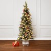 LuxenHome 5FT Potted Christmas Tree with Ornaments, Small Flocked Artificial