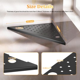 mivndeeopu Corner Shower Shelves 2-Pcs, 10” Rustproof 304 Stainless Steel Shower Corner Shelf with Razor Holder, Recessed Bathroom Shower Shelf for Tiled Wall