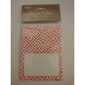 Caspari  Gallery Collection Greek Key Moderne Coral / White 8 Place Cards