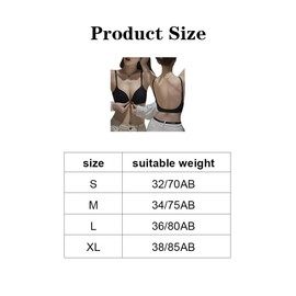 XFSRG Bra with Low Back for Women, Push-Up Deep V-Neck, Backless Multiway Straps, Convertible with Buttons, Front Bras, Soft, Comfortable, black, M