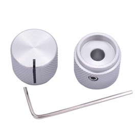Taiss/ 2pcs Silver Color Aluminum Rotary Electronic Control Potentiometer Knob for 6 mm Diameter Shaft, Volume Control Knob, Audio knob, Guitar Knob，Switch Knob, 20mm Dia. x 17mm Height