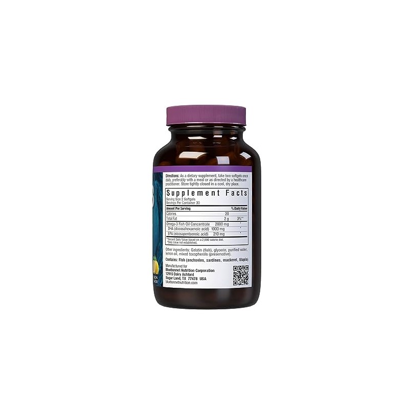 BlueBonnet Nutrition Omega-3 Brain Formula Softgels, 60 Count