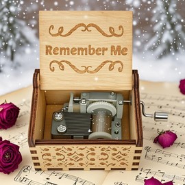 Teykst Remember Me Music Box Gift for Christmas Birthday, Wood Musical Box Gifts for Boys Girls Decoration for Home Musical Boxes Plays Remember Me