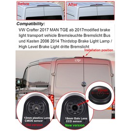 Dynavsal 1280 * 720 Pixel Super HD Car Roof Brake Light Rear View Backup Camera Transporter Waterproof Night Vision Reversing Camera Replacement for VW Crafter 2017 MAN TGE ab 2017/Kasten 2006 2014