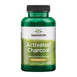 Swanson Activated Charcoal - Natural Supplement Supporting Healthy Absorption - Helps w/Bloating & Maintaining Bowel Regularity - (120 Capsules, 520mg per Serving)