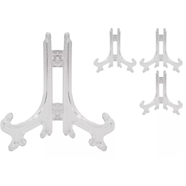 Unbranded 4pc 2.5" Clear Plastic Easel Set (D9)