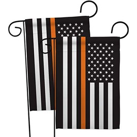 US Thin Orange Line Garden Flag - 2pcs Pack Armed Forces EMT Paramedic EMS Nurse Emergency Medical Technician Supoort - House Decoration Banner Small Yard Gift Double-Sided Made in USA 13 X 18.5