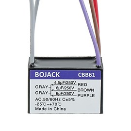 BOJACK CBB61 4.5uF+6uF+6uF 250V AC Ceiling Fan Starting Capacitor for Compatible with Harbor Breeze & New Tech 5 Wire (Pack of 1)