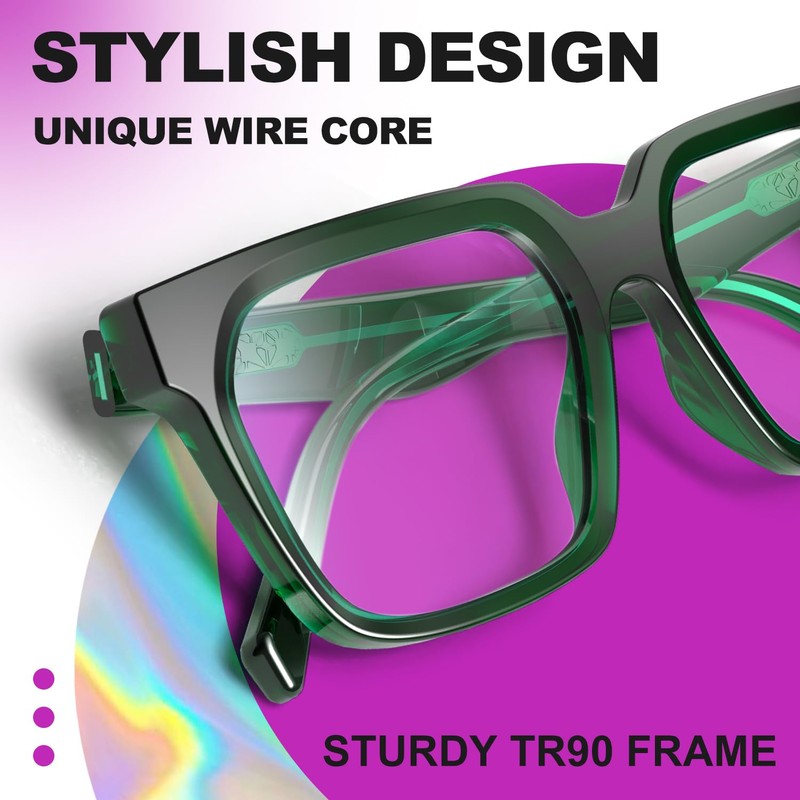 VISOONE 2 Pack Rectangle TR90 Blue Light Blocking Glasses Computer