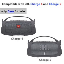 Silicone Cover Case Compatible with JBL Charge 4/Charge 5 Portable Bluetooth Speaker, Soft Skin Sleeve for JBL Charge 4/5 Bluetooth Speaker Accessories(Gray Case, NOT for Charge 5 Wi-Fi Version)
