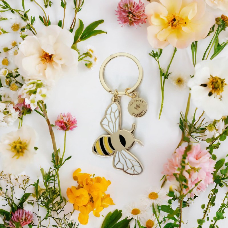 HAPPILY PLANTS Bee Keychain, Bee Gift