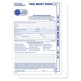 Automotive Night Drop Envelopes 6" x 9" Service Departments 500 Pack