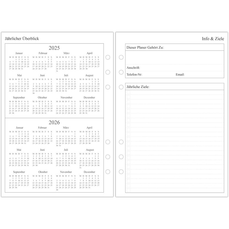 newestor 2026 Weekly Planner Insert A5, 1 Week on 2
