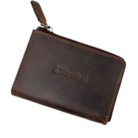 Glamicci Card Pocket for Men & Women | 8 Card Slots RFID Protected Wallet | Small Leather Zip Card Holder Wallet | Unisex Card Wallet RDS2HB (Hunter Brown)