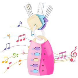 Juguete de Coche Remoto para Bebé, Control Remoto de Coche Musical para Bebé, Llaves de Coche Musicales (10 X 6 Cm) Rosa