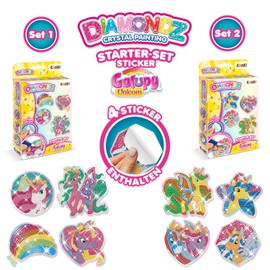 CRAZE DIAMONDZ Starter Set Stickers Galupy Unicorn - Diamond Painting Children's Sticker Set, DIY Diamond Painting Craft Set, Mosaic Making for Children