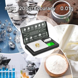Meilen Mini Scale Gram Scale 0.01g Accuracy, Digital Scale Can Used to be Jewelry Scale Coffee Scale Kitchen Scale Coin Scale Mg Scale etc, Microgram Scale 6 Units, Tare Function with Backlit LCD