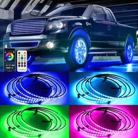 DREAMIZER 4PCS 17.5inch RGBW LED Wheel Ring Lights Kit with Remote and APP Control Dream Colors Neon Wheel Rim Lights with Turn Signal and Braking Function,Music Sync Mode for Car ATV UTV Golf Cart