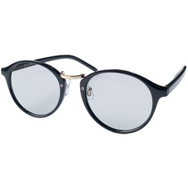 PP (Phenol Phthalein) IRUV1000 AG-011 Boston Sunglasses, Men's, Women's, Unisex, Blue Light Reduction, Near Infrared Protection, UV Protection, Color Lens, Cataract Prevention, Sabae Lens, black/light smoke,