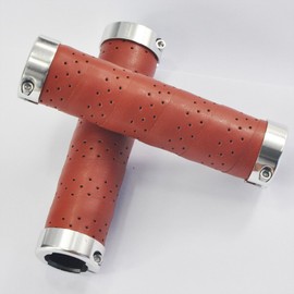 UPANBIKE Bike Grips Leather Handlebar Grips Fit 22.2mm Handlebar Grips Double Lock-on Bar Grip(Honey Brown)