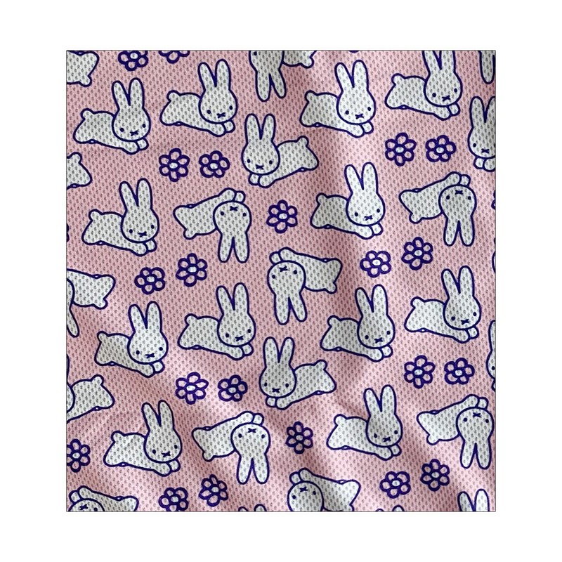 MF1002 Miffy Cool Towel, Rabbit and Flower Pattern, Pink