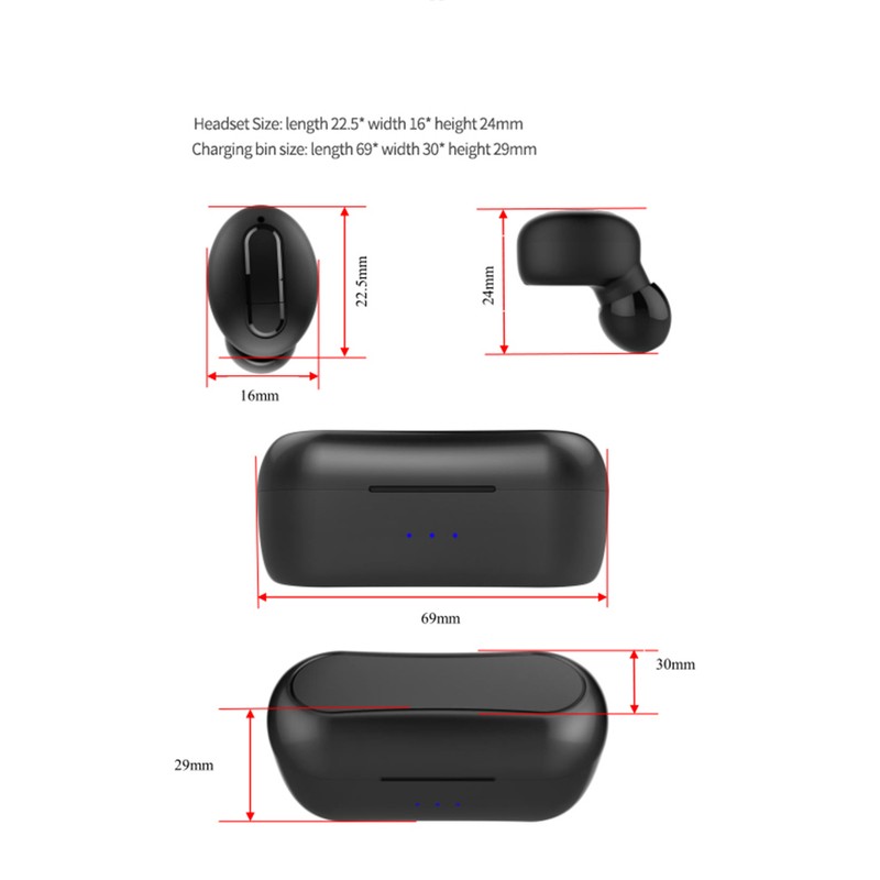 True Wireless Earphones Bluetooth 5.0 Headphones with Mic IPX5 Waterproof